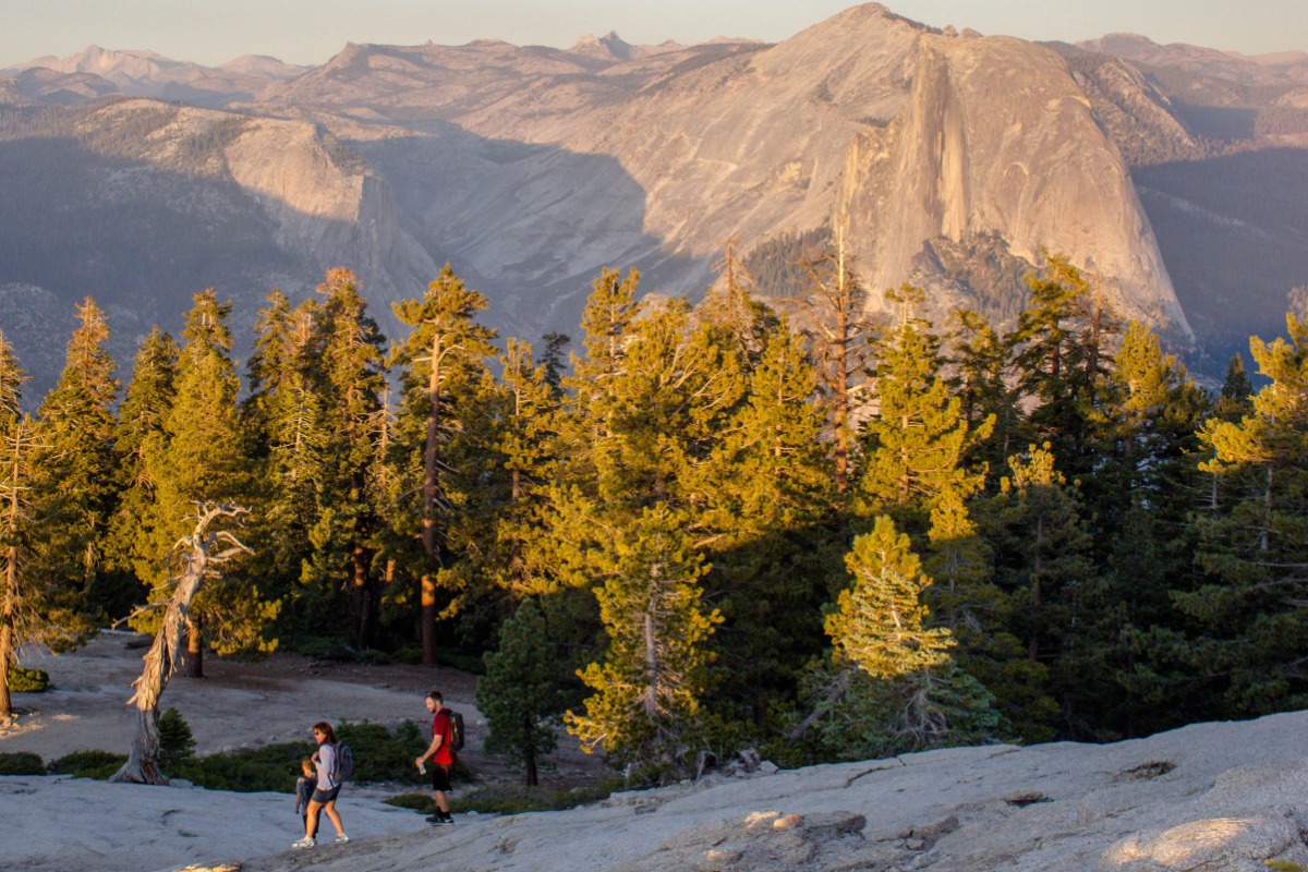 half dome from sential dome with sunset colors