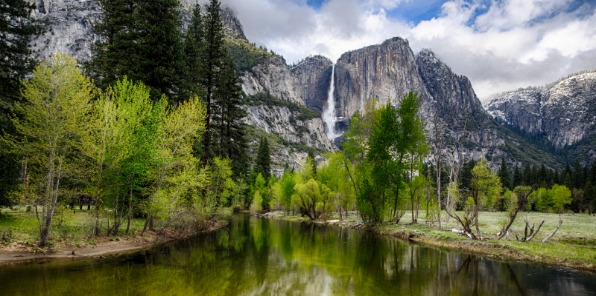 Yosemite Falls - Spring view from Swinging Bridge - Yosemite Valley