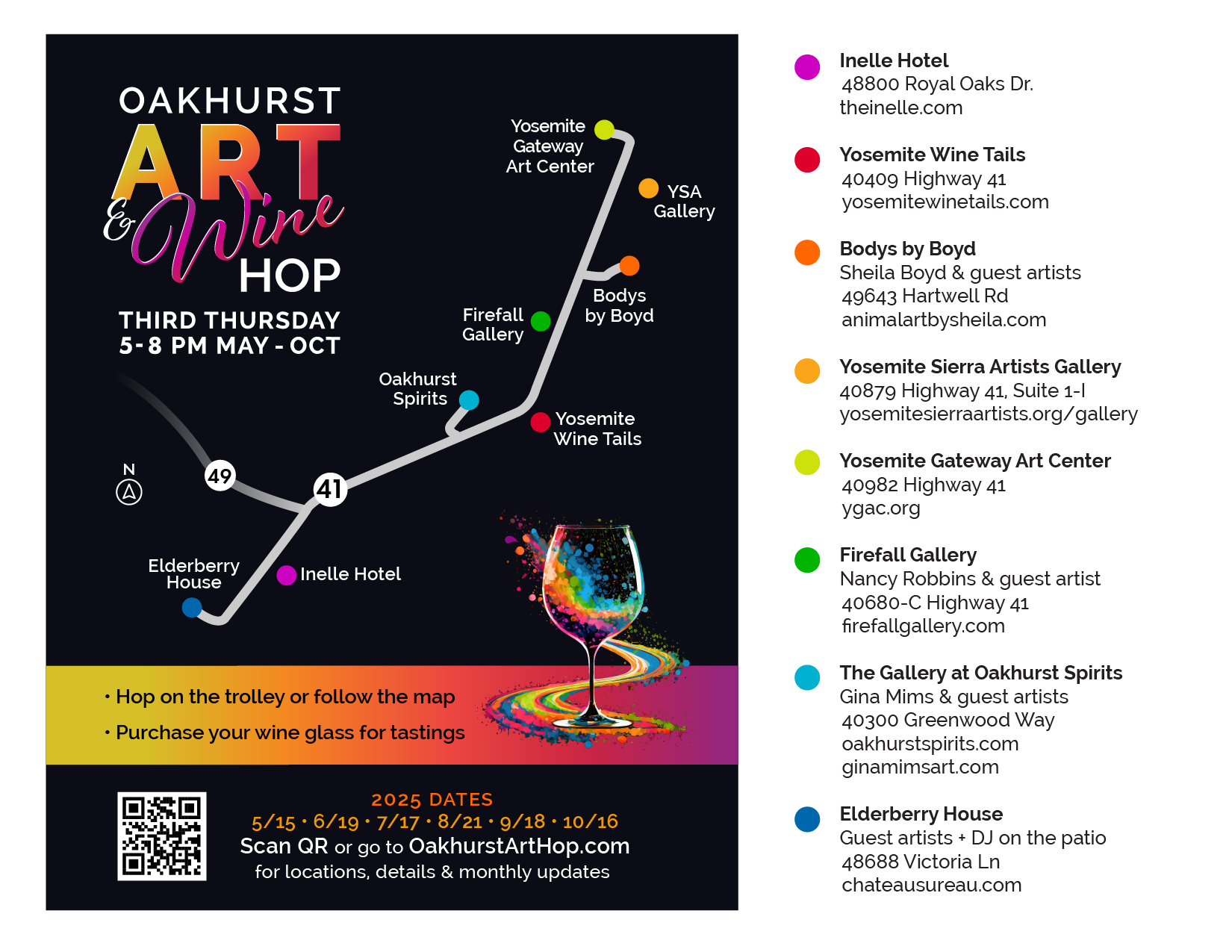 Oakhurst Art & Wine Hope event ,map for 2025