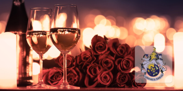 Valentine's Dinner wine and roses.