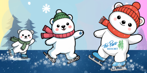 Three Polar Bears ice skating.