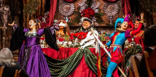 Actors performing the Bracebridge Dinner at the Ahwahnee Hotel. 