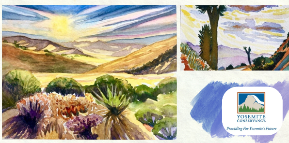 Watercolor painting of the desert.