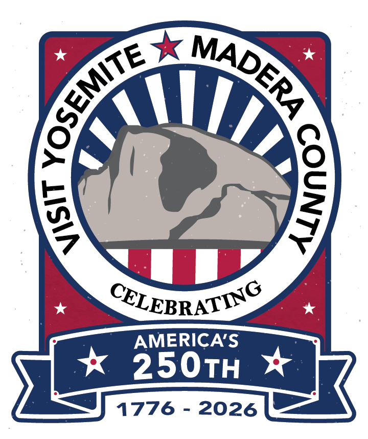 Visit Yosemite Madera County Logo in Celebration of Americas 250th