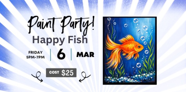 Painting of a happy little goldfish. 