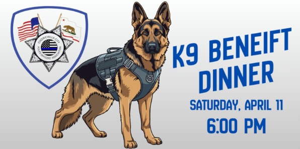 Banner for K9 Benefit Dinner.