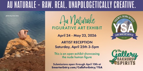 Banner for Art Exhibit featuring a nude figure sitting by water.
