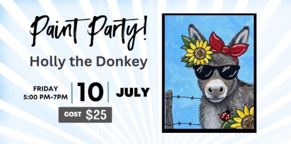 Paint event with a painting of a donkey.