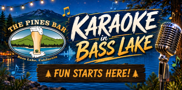 Karaoke singing at The Pines Bar at Bass Lake.