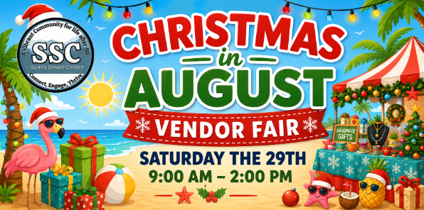 Christmas in August Vendor Fair banner.