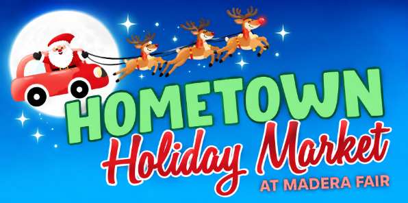 Santa and his reindeer for the Hometown Holiday Market at Madera Fair