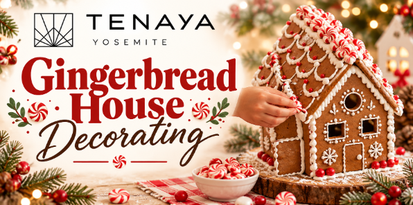 Gingerbread house decoration event at Tenaya Lodge.